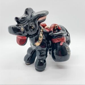 🌸SOLD🌸 Vintage Japan Redware Donkey with Salt Pepper Shaker Bags 3 Piece Set